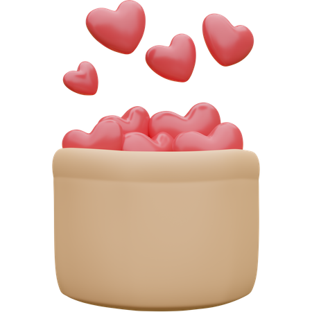 Corazón en canasta  3D Icon