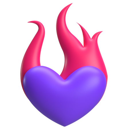 Corazón llameante  3D Icon