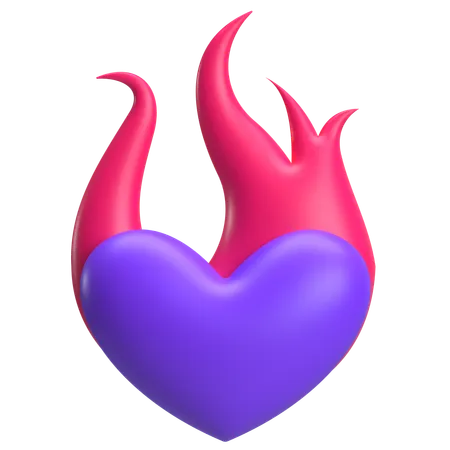 Corazón llameante  3D Icon