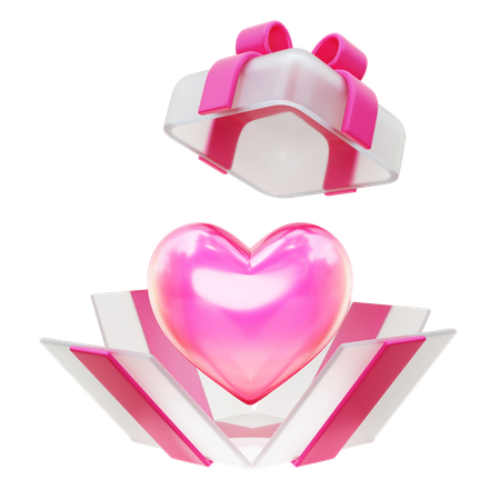 Corazón en una caja de regalo rosa  3D Icon