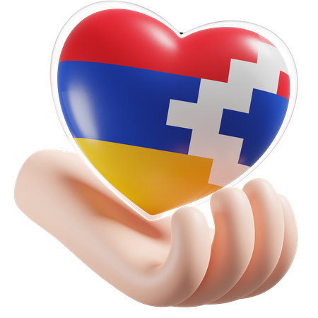 Corazón Cuidado De Las Manos Bandera De Artsaj  3D Icon