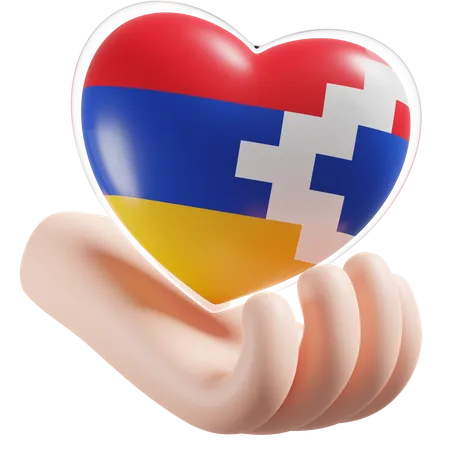 Corazón Cuidado De Las Manos Bandera De Artsaj  3D Icon