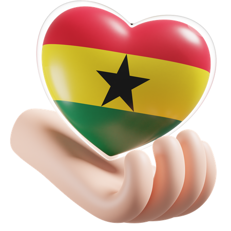 Corazón Cuidado De Las Manos Bandera De Ghana  3D Icon