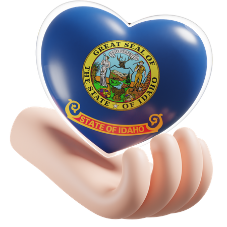 Corazón Cuidado De Las Manos Bandera De Idaho  3D Icon