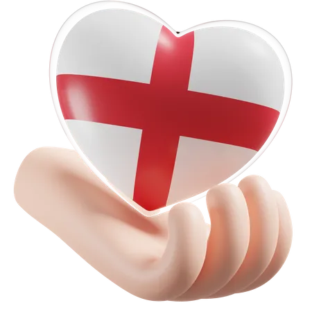 Corazón Cuidado De Las Manos Bandera De Inglaterra  3D Icon