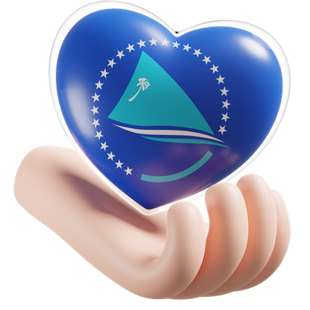 Corazón Cuidado De Las Manos Bandera De La Comunidad Del Pacífico  3D Icon