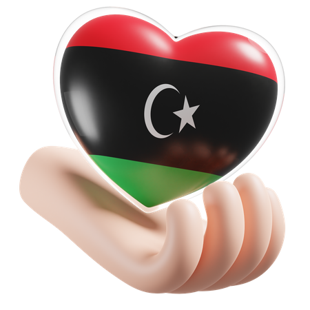 Corazón Cuidado De Las Manos Bandera De Libia  3D Icon