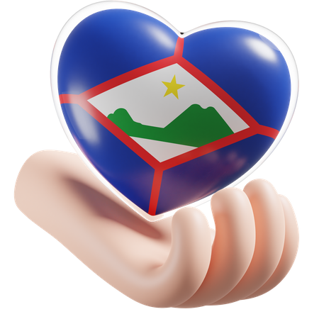 Corazón Cuidado De Las Manos Bandera De San Eustaquio  3D Icon