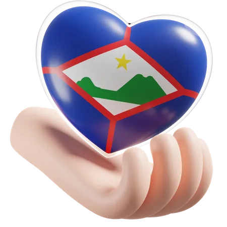 Corazón Cuidado De Las Manos Bandera De San Eustaquio  3D Icon