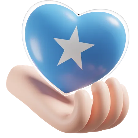 Corazón Cuidado De Las Manos Bandera De Somalia  3D Icon