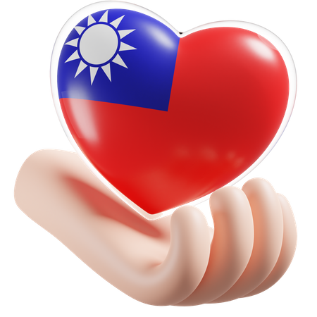 Corazón, cuidado de las manos, bandera, de, taiwán, república de china  3D Icon