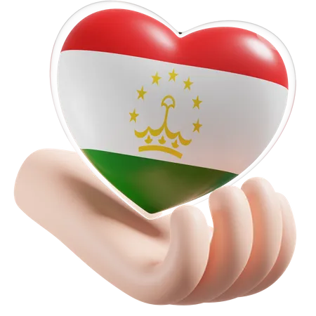 Corazón Cuidado De Las Manos Bandera De Tayikistán  3D Icon