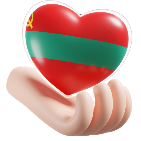 Corazón Cuidado De Las Manos Bandera De Transnistria  3D Icon