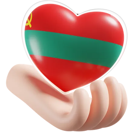 Corazón Cuidado De Las Manos Bandera De Transnistria  3D Icon