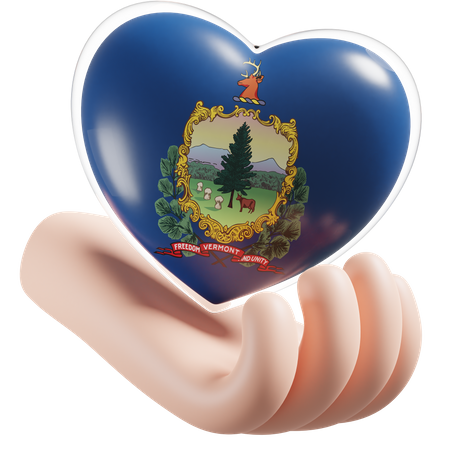 Corazón Cuidado De Las Manos Bandera De Vermont  3D Icon