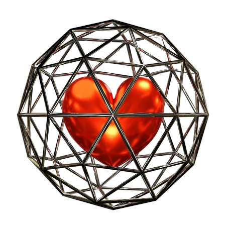 Corazón de metal  3D Icon