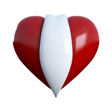 Corazon rojo y blanco  3D Icon