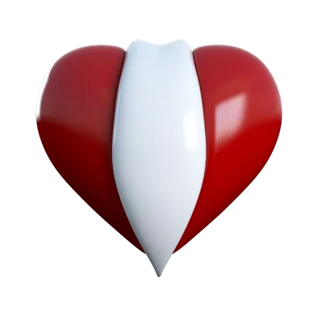 Corazon rojo y blanco  3D Icon