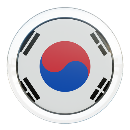 Drapeau rond de la Corée du Sud  3D Icon