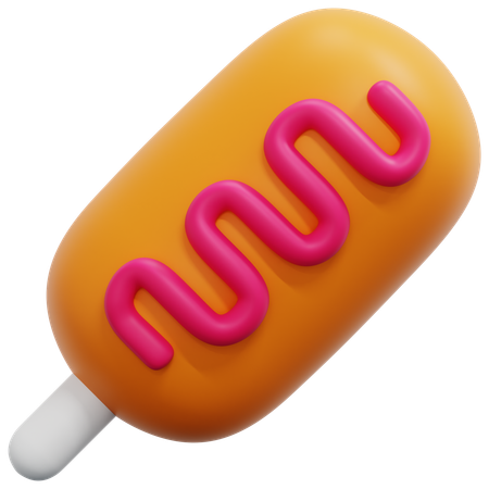 Corn Dog  3D Icon