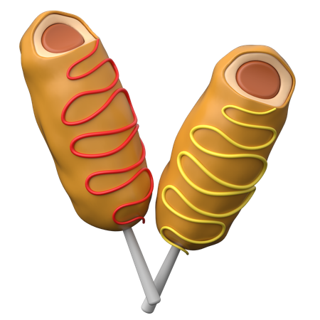 Corn Dog  3D Icon