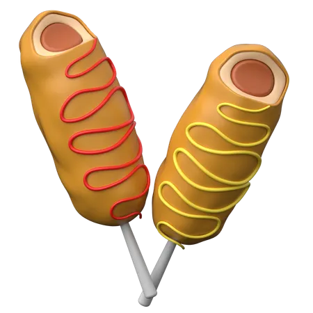 Corn Dog  3D Icon