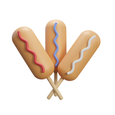 Corn Dog  3D Icon