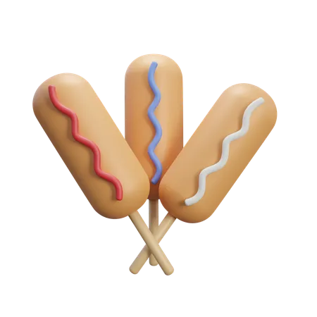 Corn Dog  3D Icon