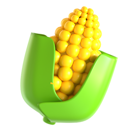 Corn With Leafes  3D Icon