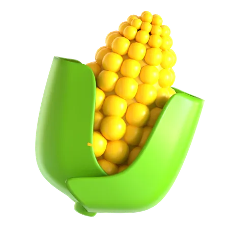 Corn With Leafes  3D Icon