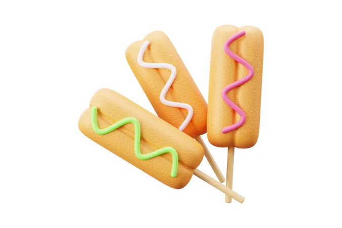 Corndog  3D Icon