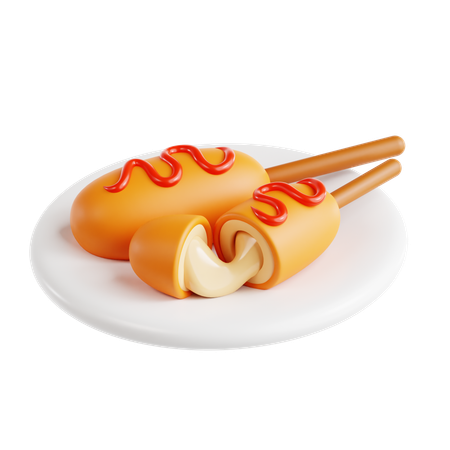 Corndog  3D Icon