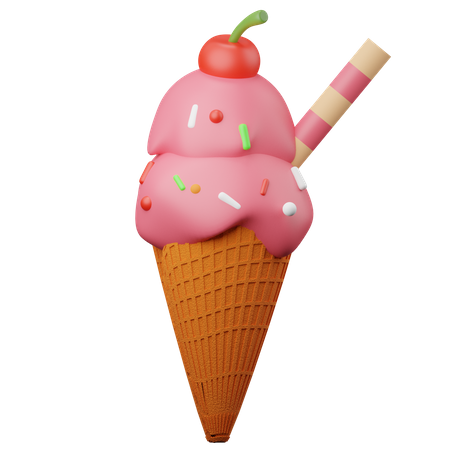 Cornet de glace  3D Illustration