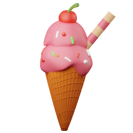 Cornet de glace  3D Illustration