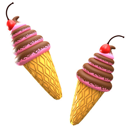 Cornet de glace  3D Illustration