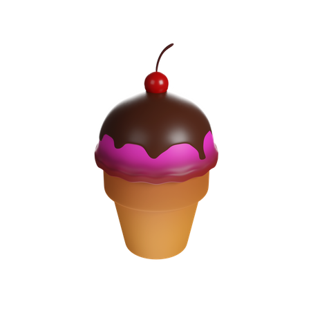 Cornet de glace à la fraise  3D Icon