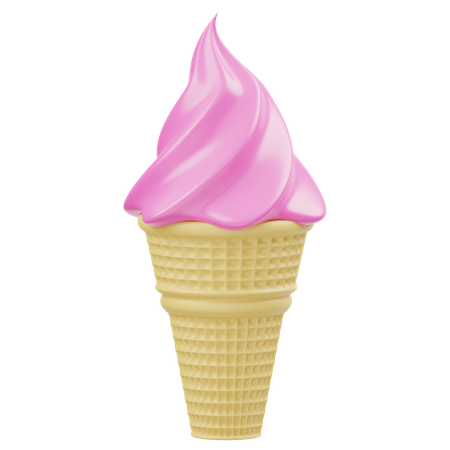 Cornet de glace à la fraise  3D Icon