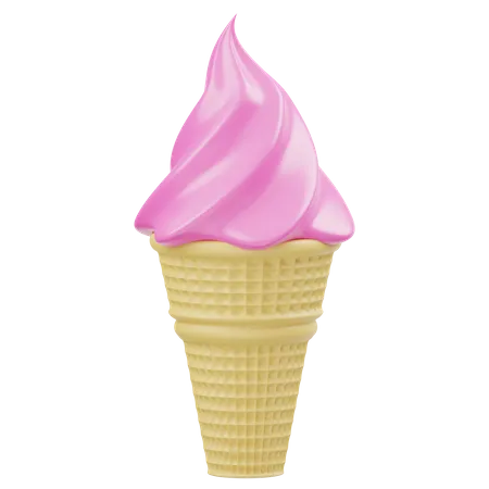 Cornet de glace à la fraise  3D Icon