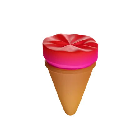 Cornet de glace à la fraise  3D Icon