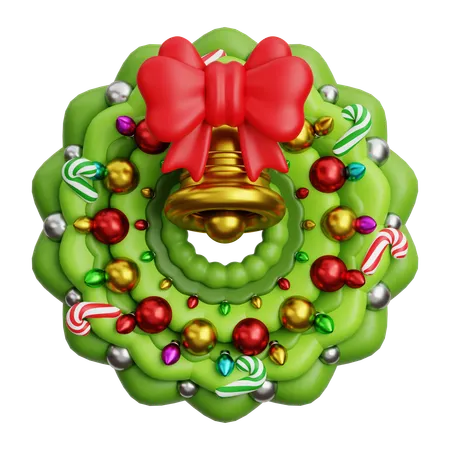 Corona de navidad con campana  3D Icon