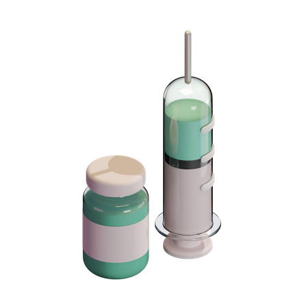 Corona Vaccine And Syringe  3D Illustration