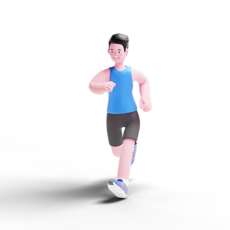 Corredor masculino practicando para el partido  3D Illustration