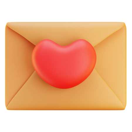 Correo electrónico con forma de amor  3D Icon