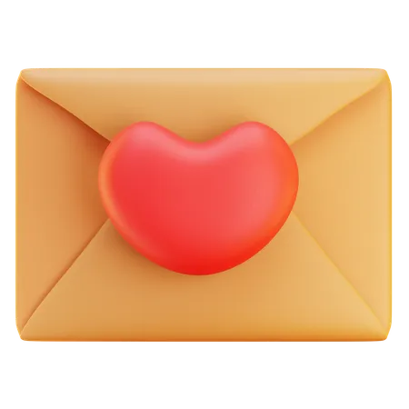 Correo electrónico con forma de amor  3D Icon