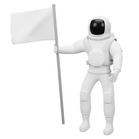 Cosmonaut With Flag  3D Illustration