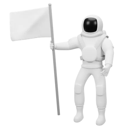 Cosmonauta com bandeira  3D Illustration