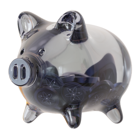 Cosmos (ATOM) Clear Glass Piggy Bank 3D Icon
