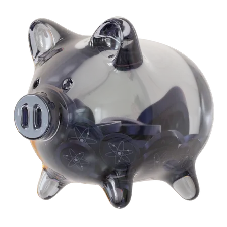 Cosmos (ATOM) Clear Glass Piggy Bank 3D Icon