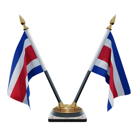 Support de drapeau de bureau double (V) Costa Rica  3D Icon