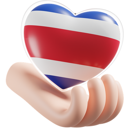 Costa Rica Flagge Herz Handpflege  3D Icon